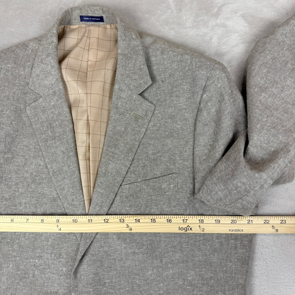 Stafford Linen Blend Sport Coat Mens 40R Tan Brown Classic Fit Blazer Preppy - Picture 10 of 16